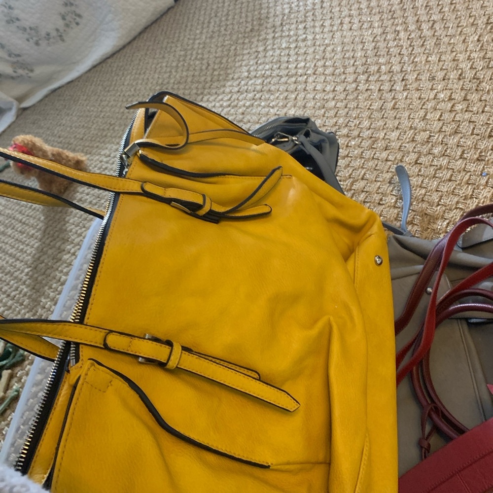 Urban Expressions Yellow Leather Tote with Adjustable Straps